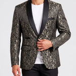 KZZ Men's Slim Fit Printed Suit Jacket