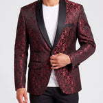 KZZ Men's Slim Fit Printed Suit Jacket