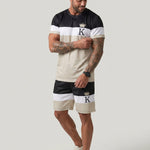 KZZ Men's Printed Short-Sleeve Shirt and Shorts Set