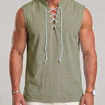 KZZ Men's Drawstring Linen Vest