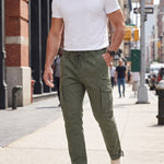 KZZ Men's Vintage Multi-Pocket Cargo Pants