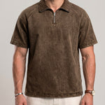 KZZ Men's Loose-Fit Pure Half-Zip Polo Shirt
