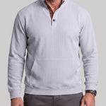 KZZ Men's Casual Long-Sleeve Waffle-Knit Pullover