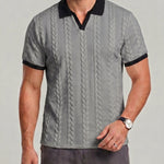 KZZ Men's Jacquard Textured Polo Shirt