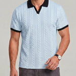 KZZ Men's Jacquard Textured Polo Shirt
