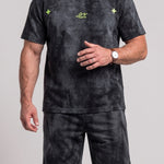 KZZ Acid-wash vintage T-shirt and shorts set