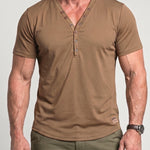 KZZ Men's Summer Deep V-Neck Short-Sleeve Shirt