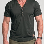 KZZ Men's Summer Deep V-Neck Short-Sleeve Shirt