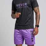 KZZ Letter-print color-block crew-neck short-sleeve top and drawstring shorts