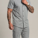 KZZ Men's smart-casual athletic short-sleeve tops and shorts
