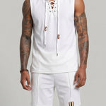 KZZ Men's Sleeveless Hooded Vest and Drawstring Shorts