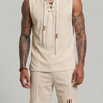 KZZ Men's Sleeveless Hooded Vest and Drawstring Shorts