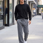 KZZ Men's Acid-Wash Solid Color Loose-Fit Casual Sweatpants