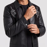 KZZ Men's loose-fit leather jacket