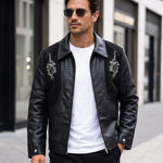 KZZ Men's loose-fit leather jacket