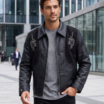 KZZ Men's loose-fit leather jacket