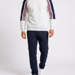 KZZ Men's Long Color Block Crew Neck College Style Thick Sweatshirt
