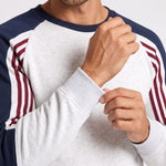 KZZ Men's Long Color Block Crew Neck College Style Thick Sweatshirt