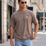 KZZ Retro acid-washed skull beer pattern T-shirt