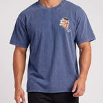 KZZ Retro acid-washed skull beer pattern T-shirt