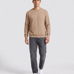 KZZ Men's Textured Check Knit Sweatshirt