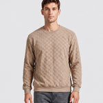 KZZ Men's Textured Check Knit Sweatshirt