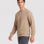 KZZ Men's Textured Check Knit Sweatshirt
