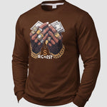 KZZ Men's Printed Crew Neck Sweatshirt