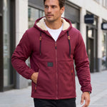 KZZ Men's solid color pullover hooded jacket