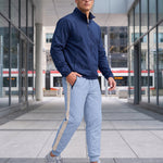 KZZ Men's color-blocked fleece thermal trousers