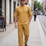 KZZ Men's Casual Button-Up Shirt and Pants Suit