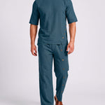 KZZ Men's Casual Button-Up Shirt and Pants Suit