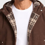 KZZ Men's Corduroy Hooded Retro Fashion Solid Color Jacket