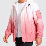 KZZ Men's Gradient Long-Sleeve Hooded Work Jacket
