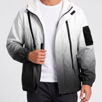 KZZ Men's Gradient Long-Sleeve Hooded Work Jacket