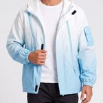 KZZ Men's Gradient Long-Sleeve Hooded Work Jacket