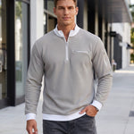 KZZ Men's stand-up collar color-blocked zip-up long-sleeved sweatshirt