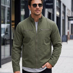 KZZ Men's Retro Loose Long-Sleeved Jacket Casual Work Jacket