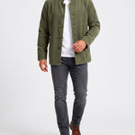 KZZ Men's solid color stand-up collar button pocket cardigan