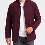KZZ Men's solid color stand-up collar button pocket cardigan
