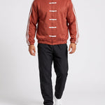 KZZ Retro Chinese Style Frog Button Stand Collar Zipper Jacket