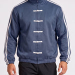 KZZ Retro Chinese Style Frog Button Stand Collar Zipper Jacket