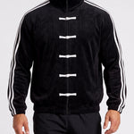 KZZ Retro Chinese Style Frog Button Stand Collar Zipper Jacket