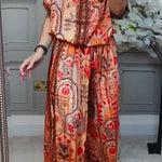 Round Neck Printed Loose Casual Suit