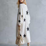 Oversized Star Print Knit Sweater Maxi Dress