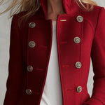 Classic Retro Red Stand-up Collar Double-breasted Coat