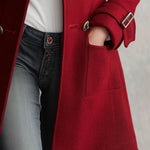 Classic Retro Red Stand-up Collar Double-breasted Coat