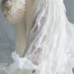 Soft And Cozy Long-haired White Knit Lace Hem Maxi Dress