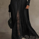 Ribbed Knit Lace Patch Maxi Dress