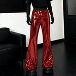 Elastic-waist Sequined Wide Leg Pants Stage Performance Party Trousers